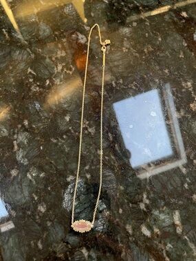 Kendra Scott Gold Necklace with Pink Marquise Stone